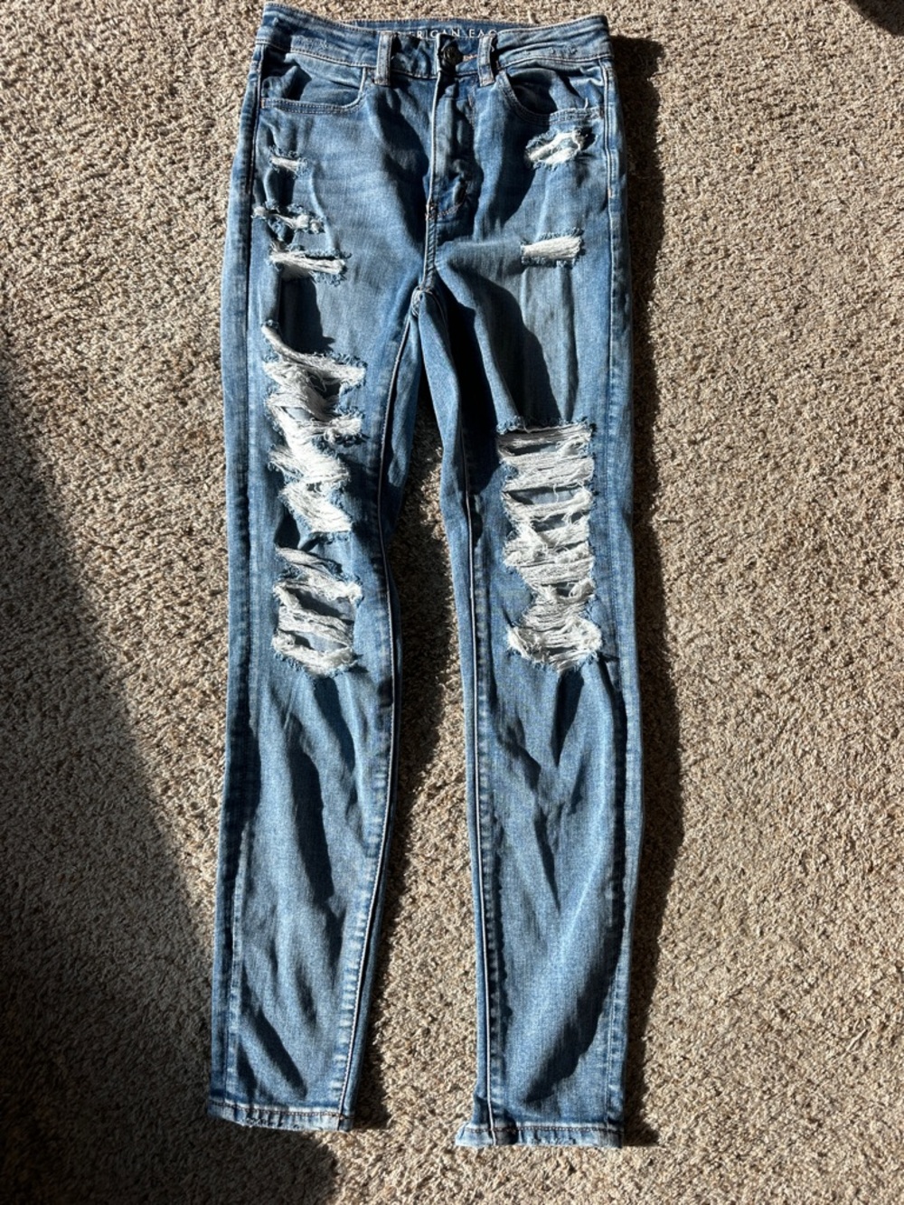 American Eagle Outfitters Distressed Light Blue Skinny Jeans